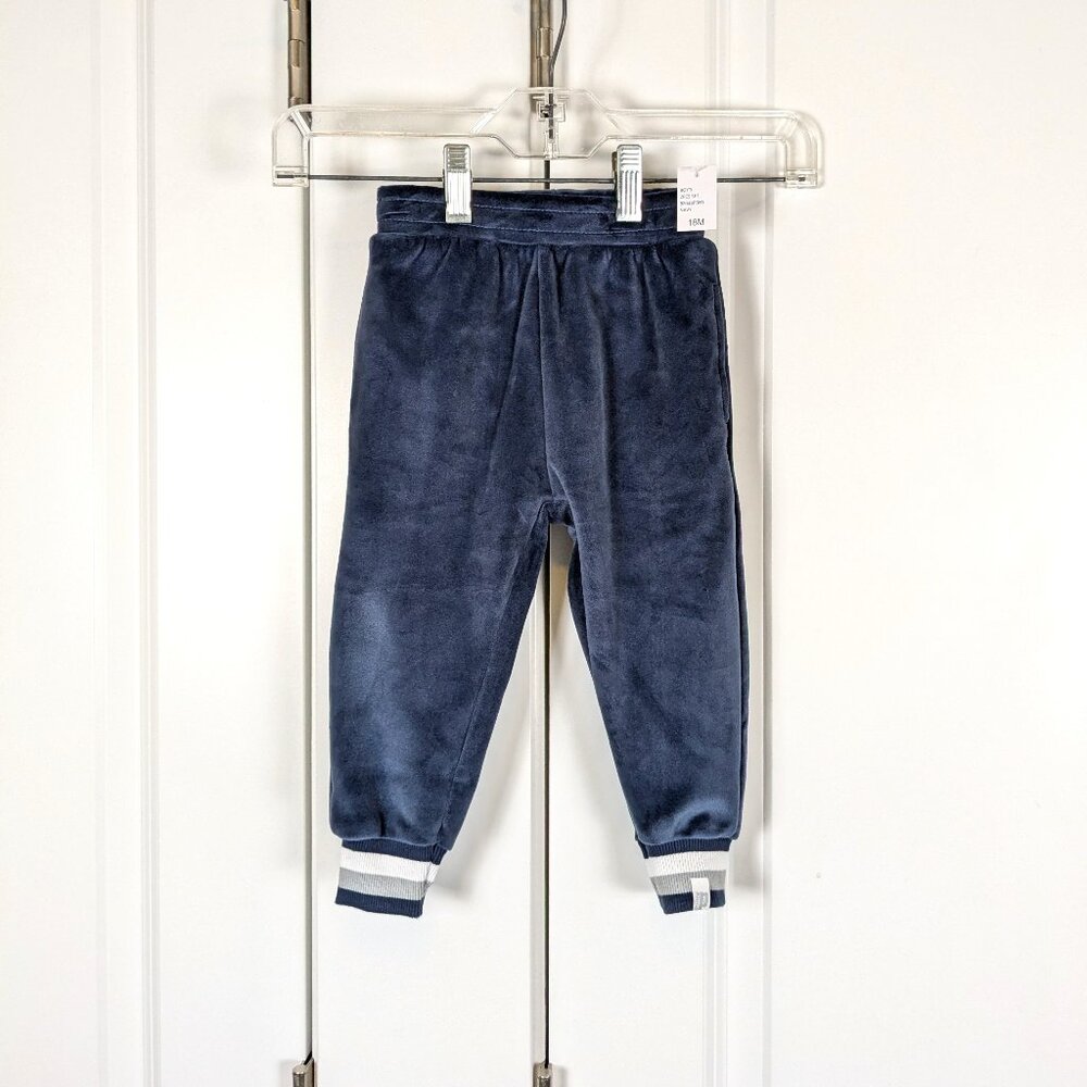 Prince Jogger Pants Boys 18M Navy Athletic Velour Bottoms Elastic Waist Pockets